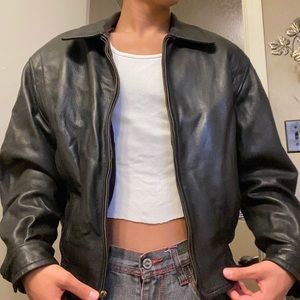 Vintage genuine leather KA UOMO collard jacket